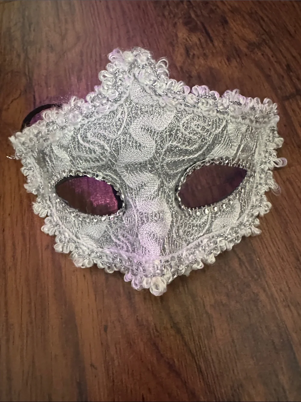 Vintage Silver Lace Venetian Eye Mask for Women